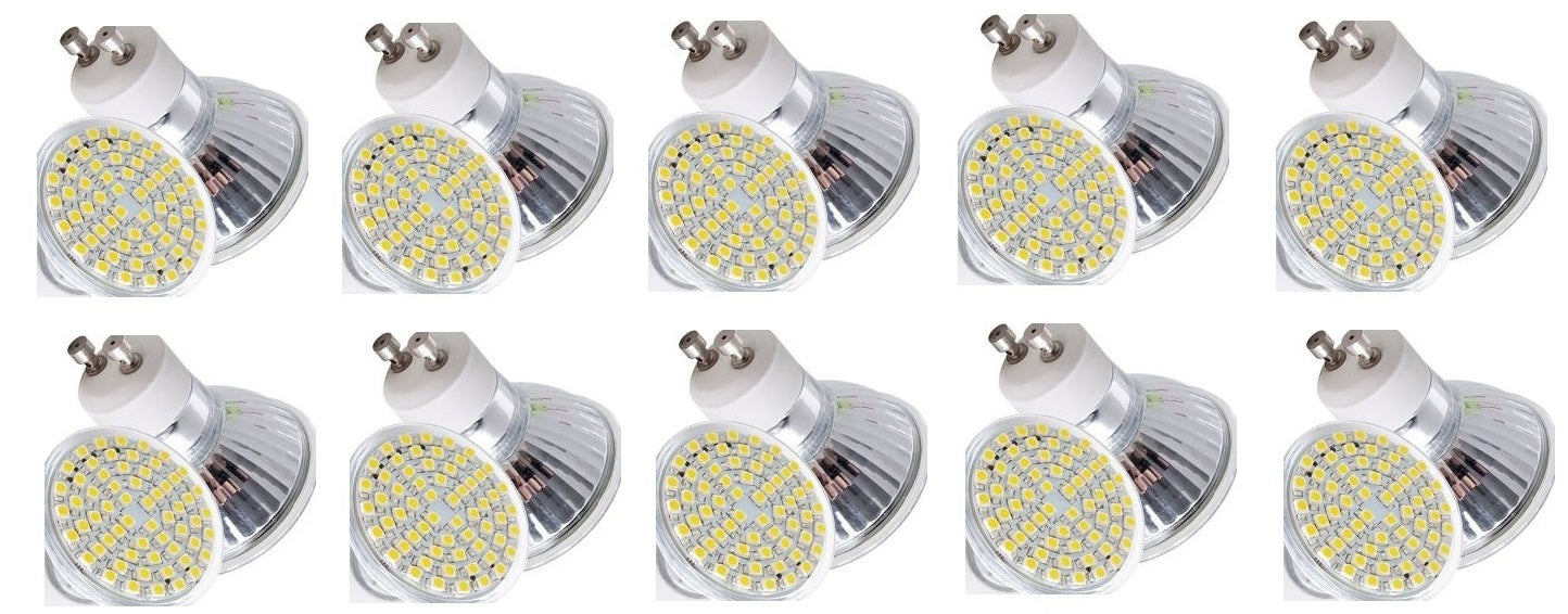 Lot de 10 ampoules gu10 60 led 1.5w 2w 2.5w 3w 3.5w 4w 220v 230v smd 3528 spot blanc chaud ECLATS DESTOCKAGE