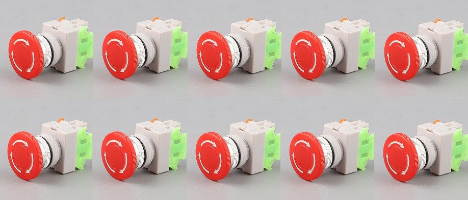 Lot de 10 boutons arrêt d’urgence no nf coup de poing 22mm bpr22 pour boit1 - ECLATS DESTOCKAGE
