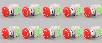 Lot de 10 boutons arrêt d’urgence no nf coup de poing 22mm bpr22 pour boit1 - ECLATS DESTOCKAGE