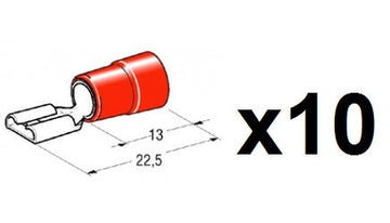 Lot de 10 cosses femelle cosse faston rouge 6.35mm 6.4mm 6,3x0,8mm pour cable 0.5 a 1mm2 coipo1563cg-r ECLATS DESTOCKAGE