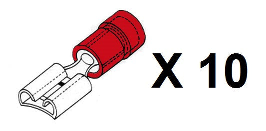 Lot de 10 cosses femelle faston rouge 6.4mm 6,3x0,8mm pour cable 0.5 a 1mm2 ECLATS DESTOCKAGE