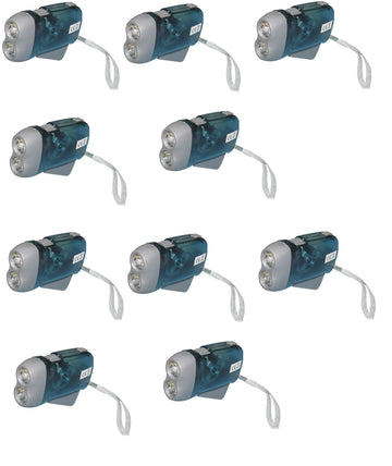 Lot de 10 lampes 2 led torche dynamo sans pile se charge en quelques pressions innovaley ECLATS DESTOCKAGE