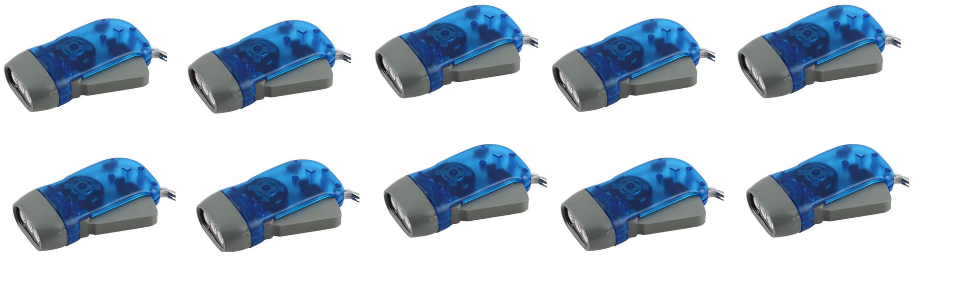 Lot de 10 lampes torche dynamo eclairage lumiere gratuite 3 led economique energie renouvelable ECLATS DESTOCKAGE