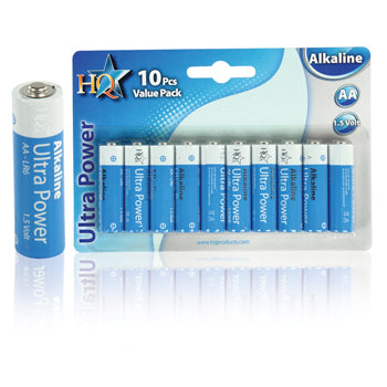 Lot de 10 piles alcalines aa 1.5 v type lr6 (10 pcs lr06 1bl) hq-alk-aa-02 - ECLATS DESTOCKAGE