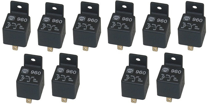 Lot de 10 relais 12v 20a 30a 5 pin broches special auto automobile 1 contact no/nf ECLATS DESTOCKAGE