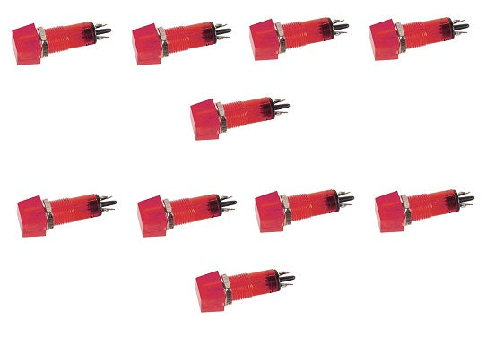 Lot de 10 voyants carre 11.5 x 11.5mm 220v rouge indicateur ccaf220rbl signal lumineux ECLATS DESTOCKAGE