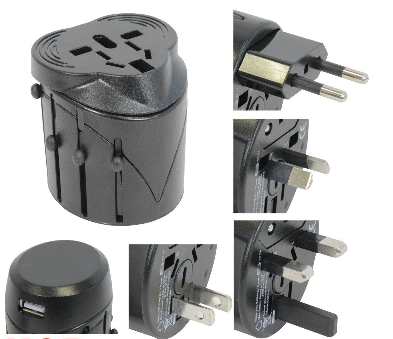 Lot de 100 adaptateurs secteur universel prise 150 pays avec usb voyage europe - ECLATS DESTOCKAGE