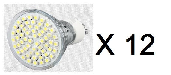 Lot de 12 ampoules 4w 60 leds gu10 blanc chaud 3.5w 220v 230v smd 3528 spot 240v eclairage ECLATS DESTOCKAGE