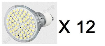 Lot de 12 ampoules 60 leds gu10 blanc chaud 3.5w 4w 220v 230v smd 3528 spot 240v eclairage ECLATS DESTOCKAGE