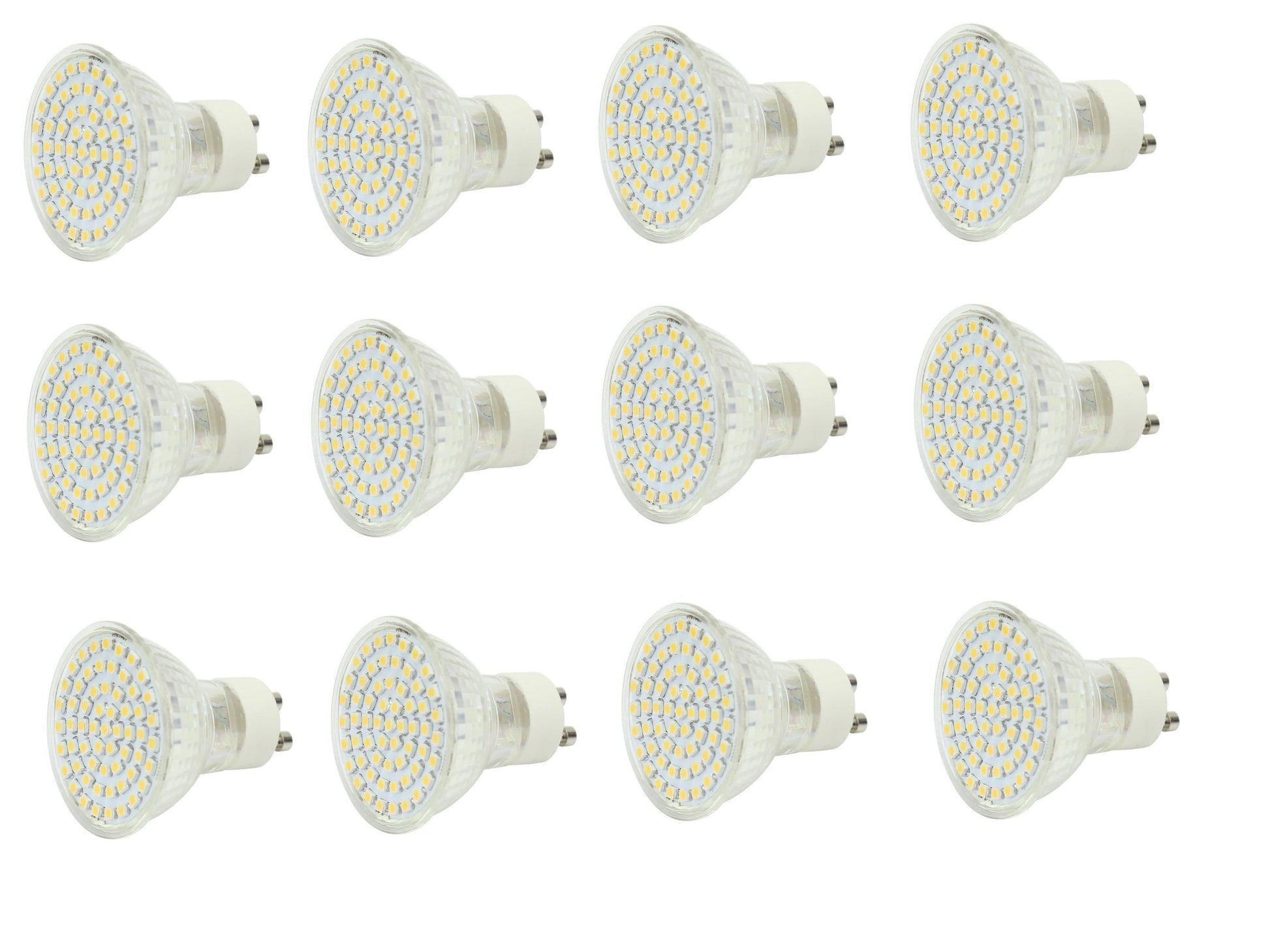 Lot de 12 ampoules gu10 60 led blanc chaud 3.5w 4w 220v 230v smd 3528 spot 240v eclairage ECLATS DESTOCKAGE