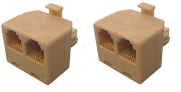 Lot de 2 adaptateur telephonique rj12 mâle 2 rj12 femelle 6p4c dedoubleur voyage tcu7 ECLATS DESTOCKAGE