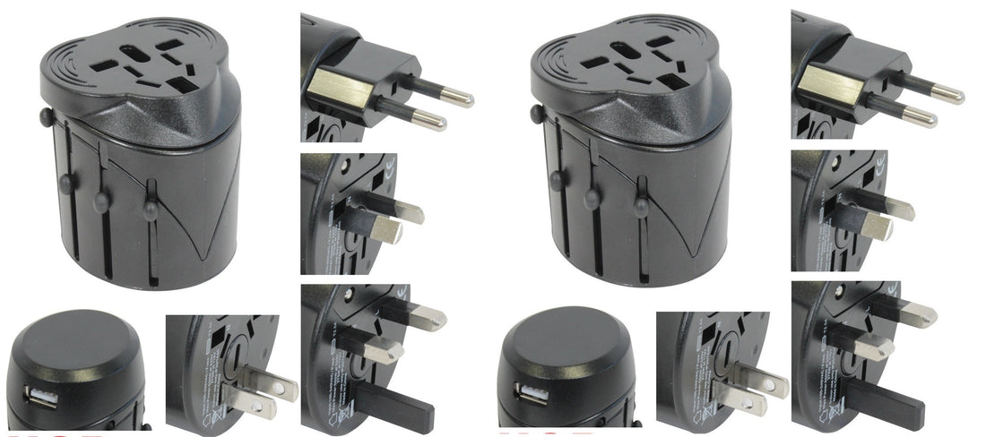 Lot de 2 adaptateurs secteur universel prise 150 pays avec usb voyage europe - ECLATS DESTOCKAGE