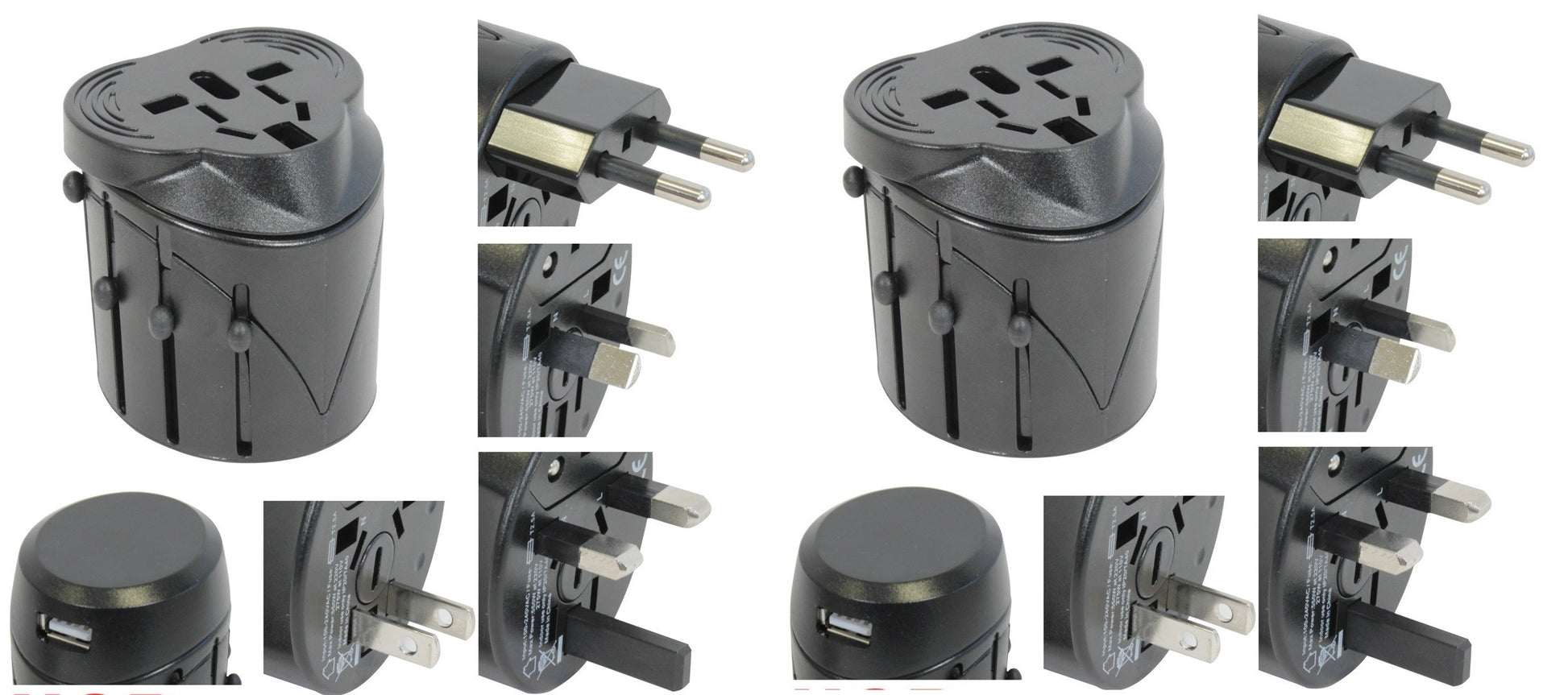 Lot de 2 adaptateurs secteur universel prise 150 pays avec usb voyage europe - ECLATS DESTOCKAGE