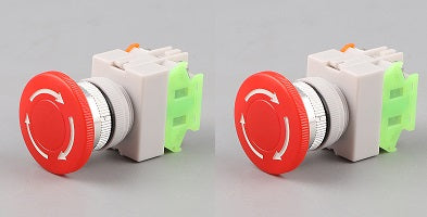 Lot de 2 boutons arrêt d’urgence no nf coup de poing 22mm bpr22 pour boit1 - ECLATS DESTOCKAGE