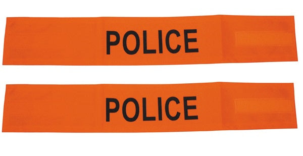 Lot de 2 brassard police orange fluo en471 velcro securite routiere haute visibilite protection bras - ECLATS DESTOCKAGE