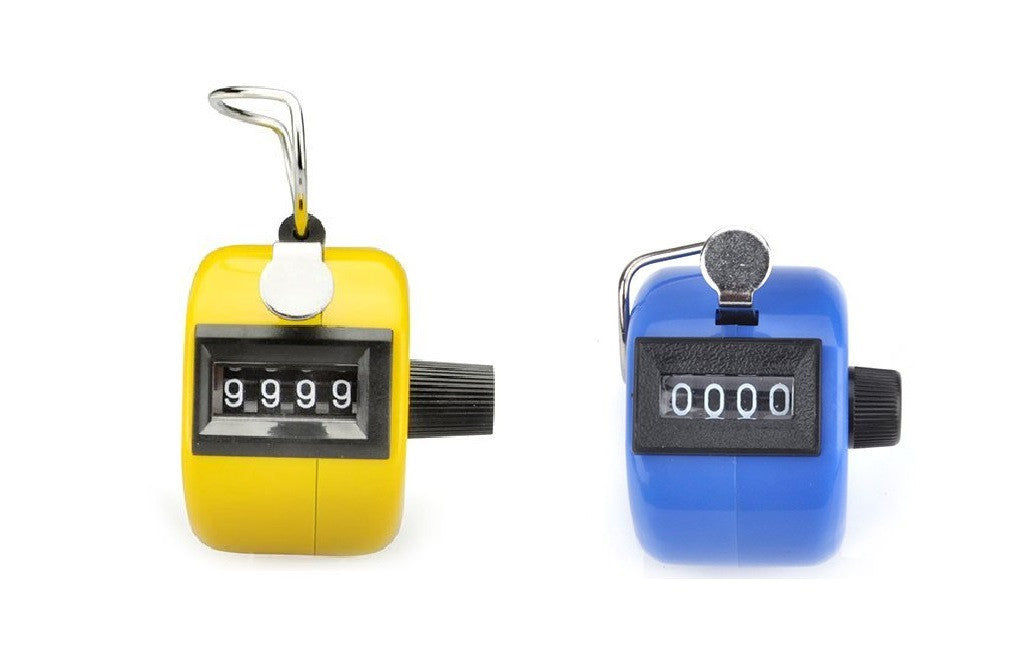 Lot de 2 compteurs manuel compte personne jaune et bleu ECLATS DESTOCKAGE