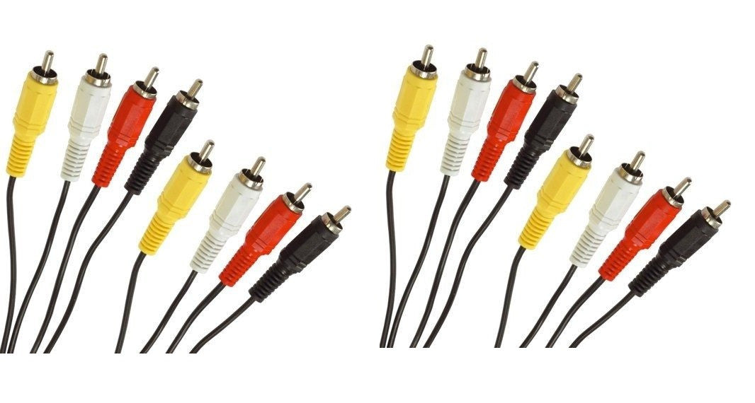 Lot de 2 cordons audio video 1,2m 4 rca mâle vers 4 rca mâle cable camera surveillance ECLATS DESTOCKAGE