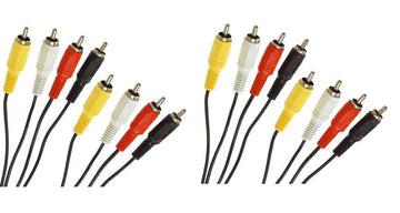 Lot de 2 cordons audio video 1,2m 4 rca mâle vers 4 rca mâle cable camera surveillance ECLATS DESTOCKAGE