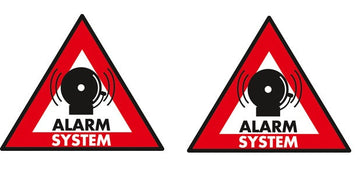 Lot de 2 etiquettes dissuasive panneau sticker systeme alarme autocollant adhesif system protection ECLATS DESTOCKAGE