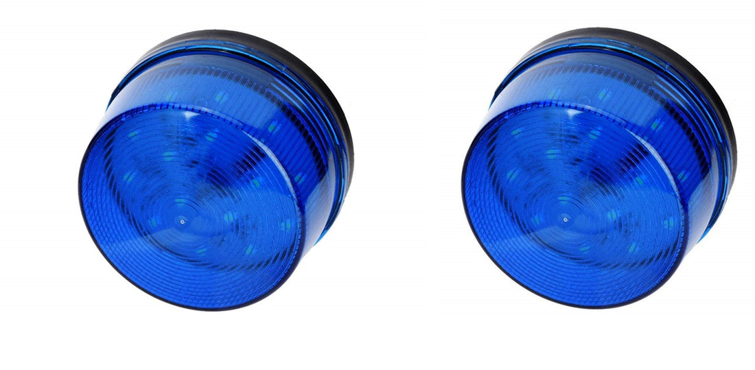 Lot de 2 flashs alarmes feu stroboscopique 9v 12v couleur bleu LED ip65 ECLATS DESTOCKAGE