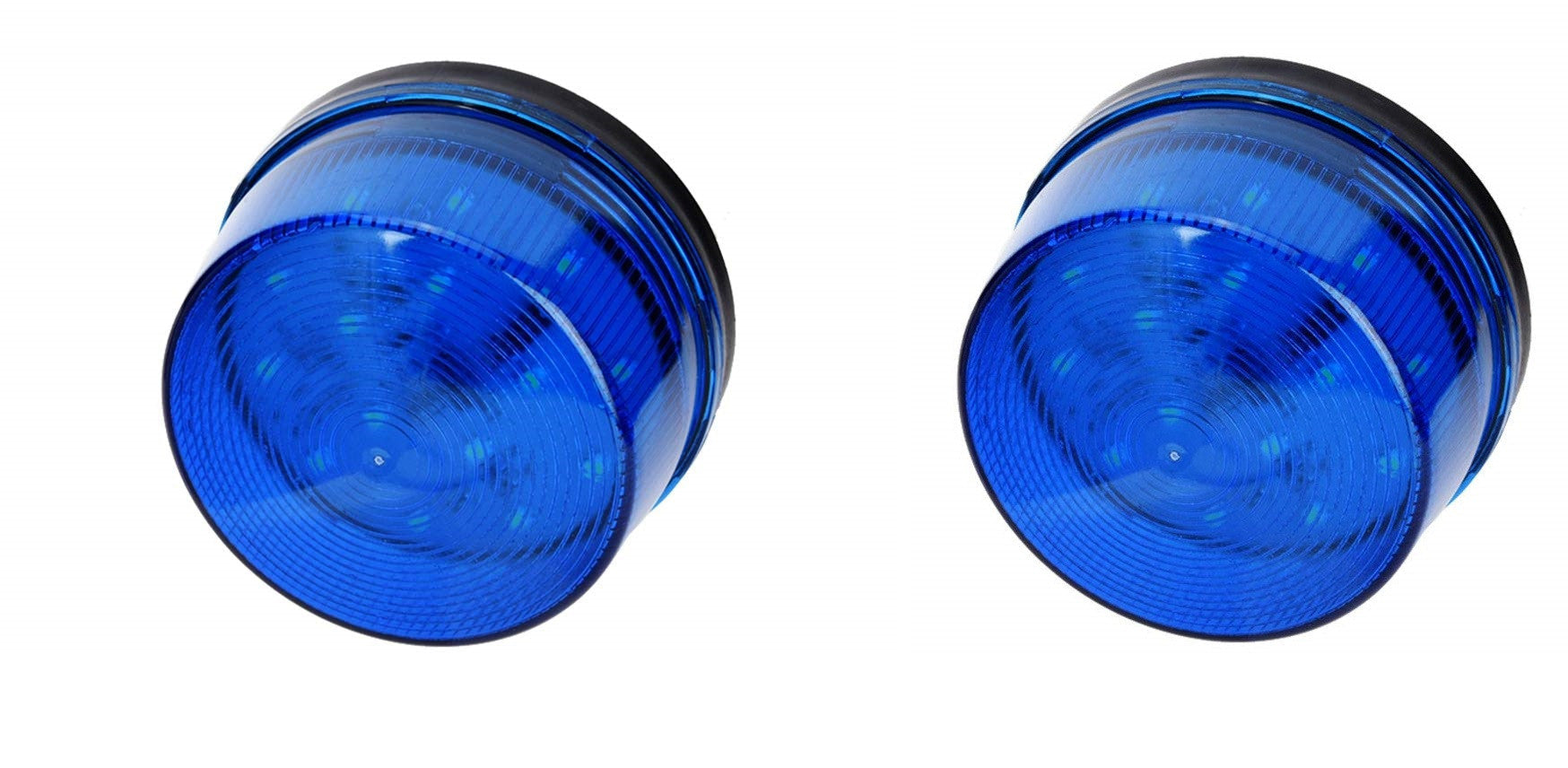 Lot de 2 flashs alarmes feu stroboscopique 9v 12v couleur bleu LED ip65 ECLATS DESTOCKAGE
