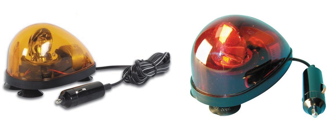 Lot de 2 gyrophares ventouse 12v rouge et orange electrique rotatif eclairage lumiere feu tournant ECLATS DESTOCKAGE