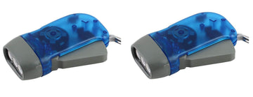 Lot de 2 lampes torche dynamo eclairage lumiere gratuite 3 led economique energie renouvelable ECLATS DESTOCKAGE