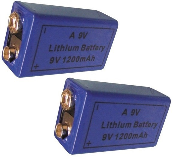 Lot de 2 piles 9v lithium 1200ma 6f22 6lf22 am6 6lr61 1604a a9v 522 mn1604 a1604 4022 ECLATS DESTOCKAGE
