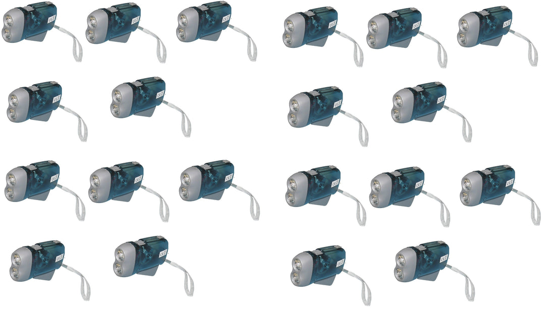 Lot de 20 lampes 2 led torche dynamo sans pile se charge en quelques pressions innovaley ECLATS DESTOCKAGE