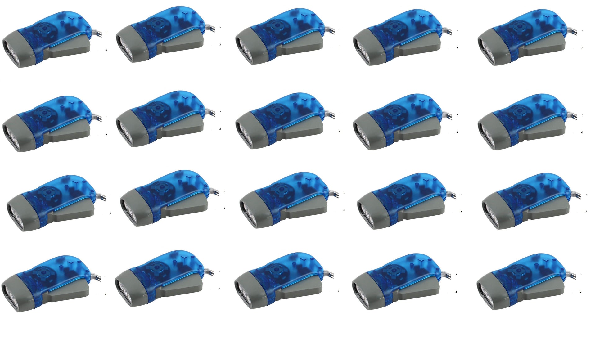 Lot de 20 lampes torche dynamo eclairage lumiere gratuite 3 led economique energie renouvelable ECLATS DESTOCKAGE