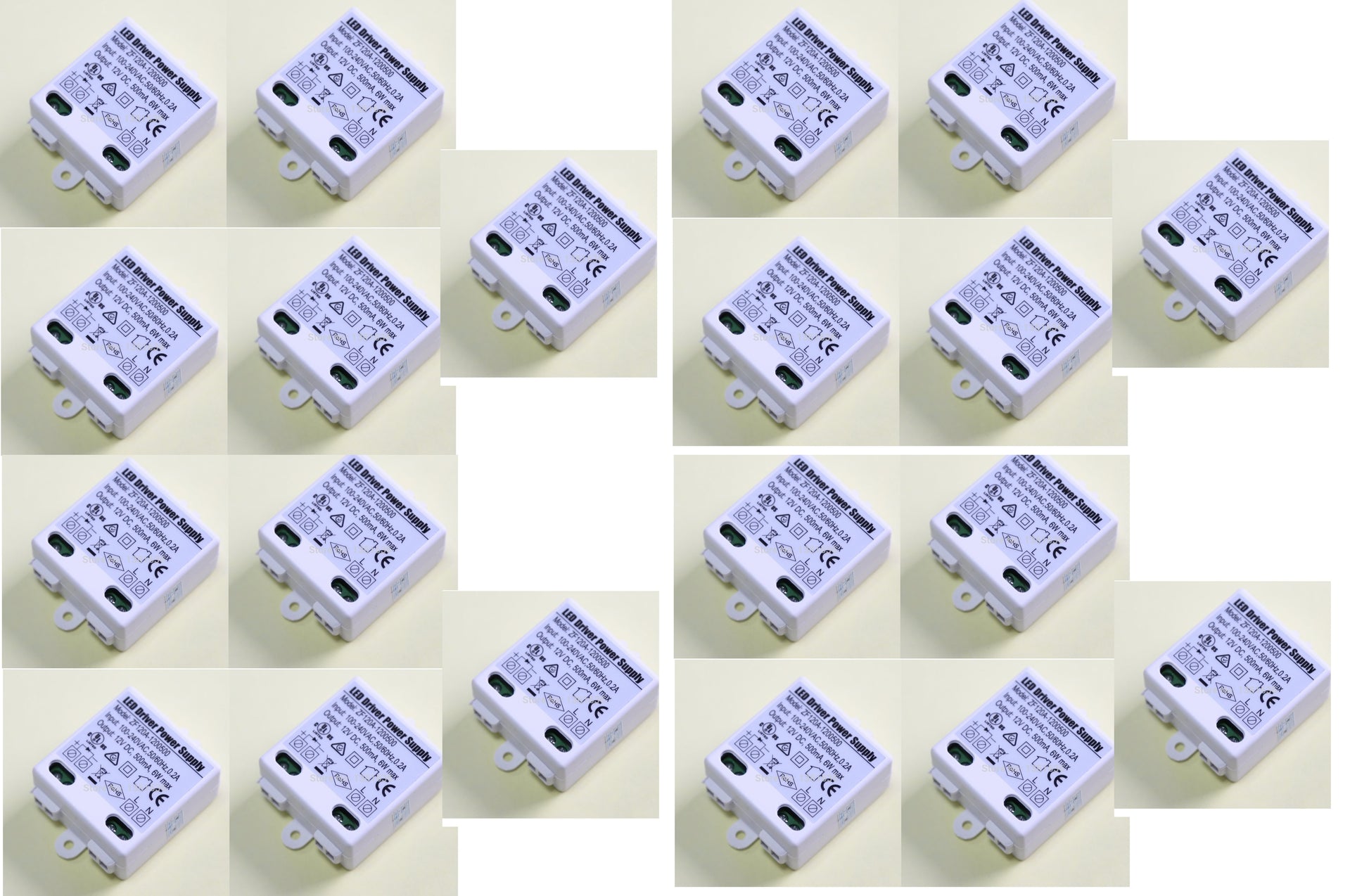 Lot de 20 transformateurs alimentation 220v 6w 12v cc 0.5a eclairage driver led 230v 240v 500ma zf120a - ECLATS DESTOCKAGE