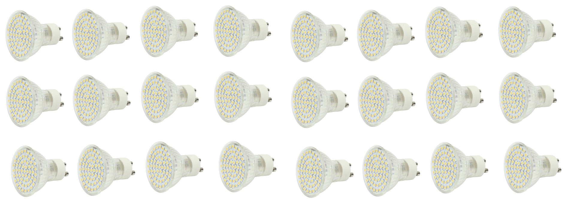 Lot de 24 ampoules gu10 60 leds blanc chaud 3w 3.5w 4w 220v 230v smd 3528 spot 240v ECLATS DESTOCKAGE