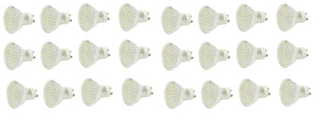 Lot de 24 ampoules gu10 60 leds blanc chaud 3w 3.5w 4w 220v 230v smd 3528 spot 240v ECLATS DESTOCKAGE