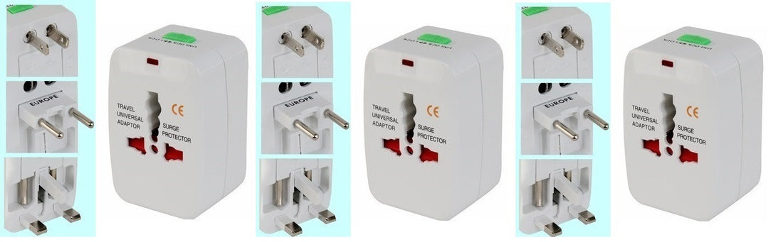 Lot de 3 adaptateurs secteur prise electrique universel voyage 150 pays italie espagne europe usa - ECLATS DESTOCKAGE