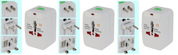 Lot de 3 adaptateurs secteur prise electrique universel voyage 150 pays italie espagne europe usa - ECLATS DESTOCKAGE