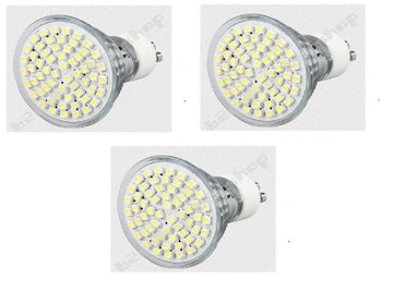 Lot de 3 ampoules 4w spot blanc chaud smd 60 leds gu10 3w 3.5w 220v 230v 3528 240v ECLATS DESTOCKAGE