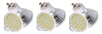 Lot de 3 ampoules spot blanc chaud gu10 60 led 3w 3.5w 4w 220v 230v smd 3528 240v ECLATS DESTOCKAGE