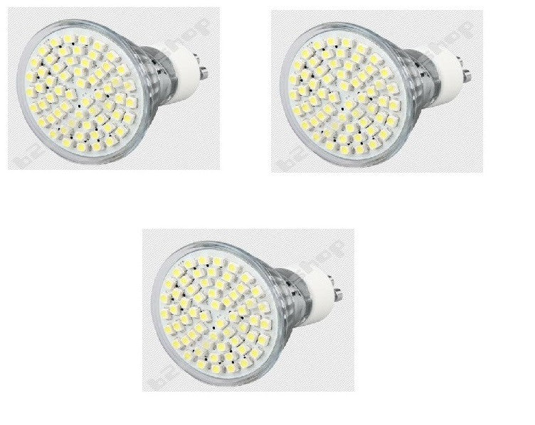 Lot de 3 ampoules spot blanc chaud smd 60 leds gu10 3w 3.5w 4w 220v 230v 3528 240v ECLATS DESTOCKAGE