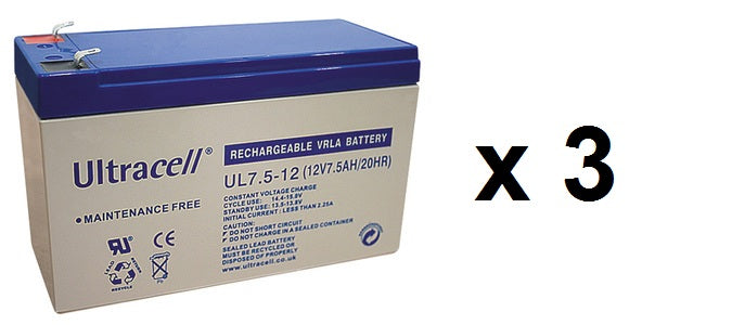 Lot de 3 batterie rechargeable 7.5ah 12v accu plomb 7ah 7.2ah gel solaire accumulateur etanche - ECLATS DESTOCKAGE
