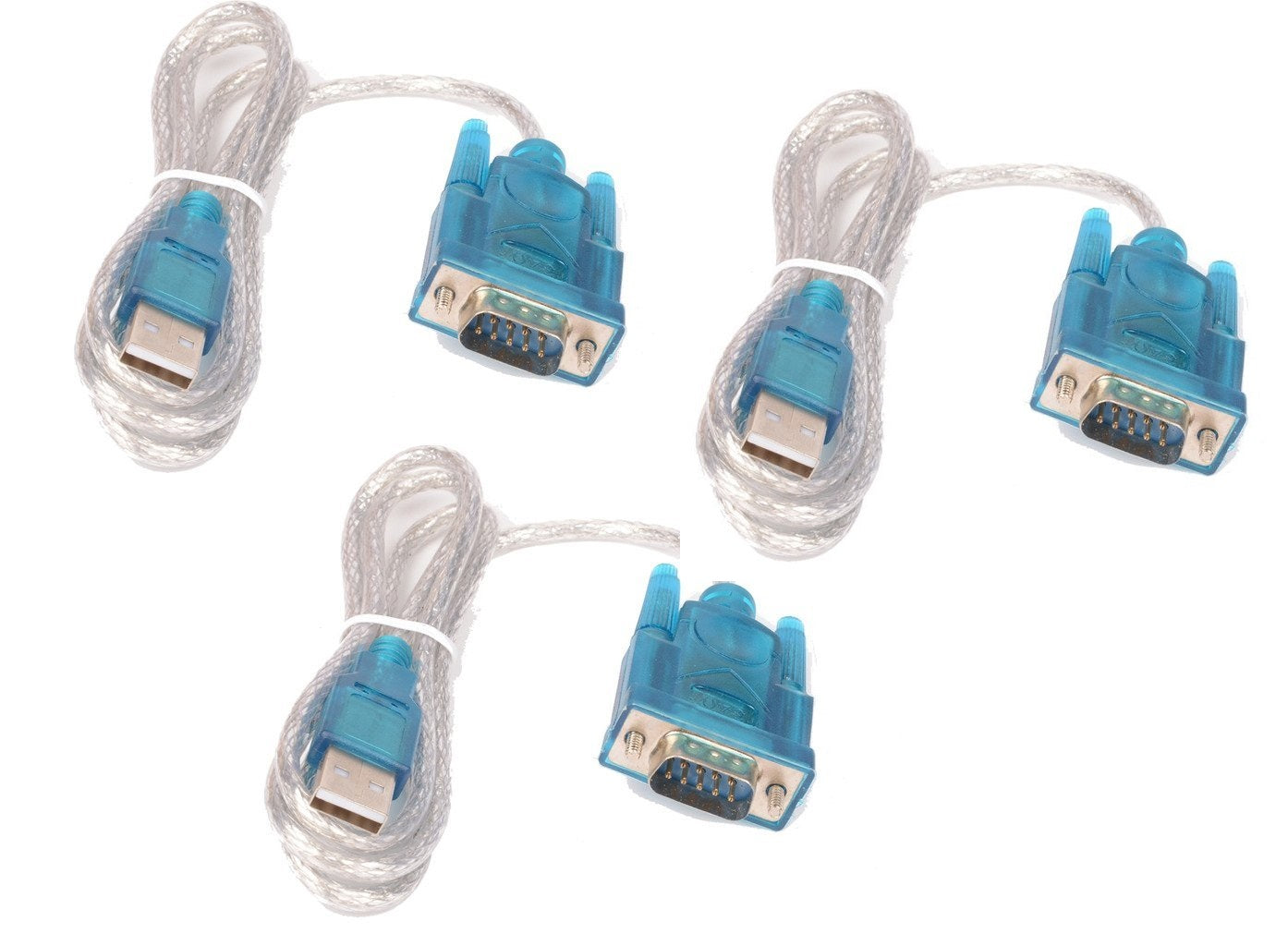 Lot de 3 cables de conversion usb vers rs232 db9 serie 9 pin 80cm cable-146/2 HL-340 ECLATS DESTOCKAGE