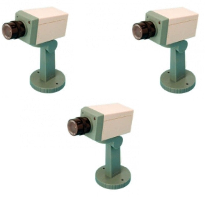 Lot de 3 cameras video factice securité fausse dissuasion cachee motorisee voyant clignotant support ECLATS DESTOCKAGE