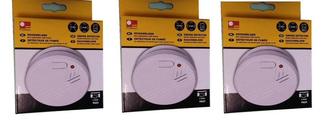 Lot de 3 détecteurs de fumée feu norme en 14604 detection alarme incendie autonome 9v buzzer - ECLATS DESTOCKAGE