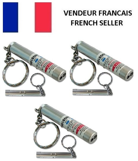 Lot de 3 pointeurs laser 2 en 1 de poche faisceaux rouge 150m torche lumiere blanche porte clef ECLATS DESTOCKAGE