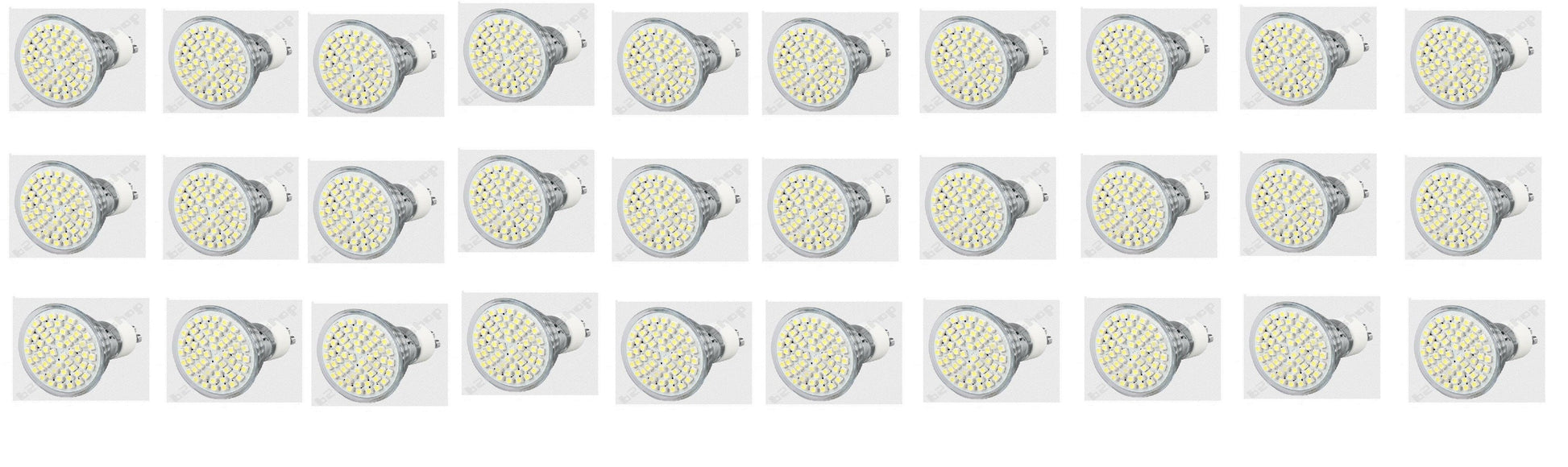 Lot de 30 ampoules gu10 60 leds blanc chaud 3w 3.5w 4w 220v 230v smd 3528 spot 240v ECLATS DESTOCKAGE