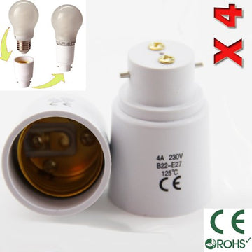 Lot de 4 - adaptateur de douille b22 vers e27 - normes ce rohs convertisseur lampe ampoule led - ECLATS DESTOCKAGE