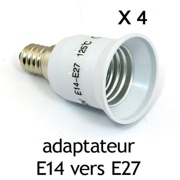Lot de 4 adaptateurs convertisseur e14 a e27 douille ampoule led culot 12v 24v 48v 220v ECLATS DESTOCKAGE