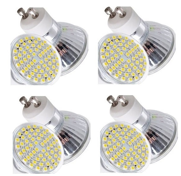Lot de 4 ampoules a led blanc chaud smd 3528 60 leds gu10 2w 3w 4w 220v 230v spot 240v ECLATS DESTOCKAGE