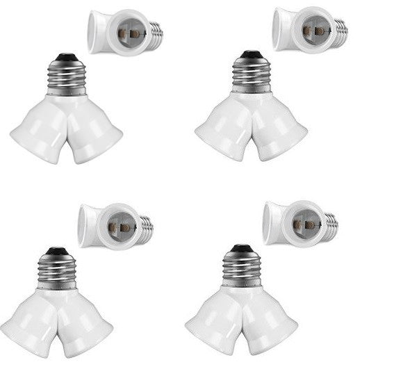 Lot de 4 douilles adaptateur 2 ampoule led sortie double culot e27 lumiere eclairage 12v 24v 220v ECLATS DESTOCKAGE