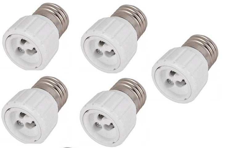 Lot de 5 adaptateurs convertisseur e27 vers gu10 douille lampe ampoule led culot 12v 24v 48v 220v ECLATS DESTOCKAGE