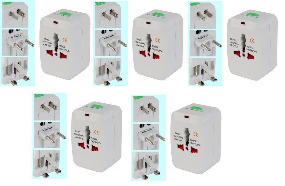 Lot de 5 adaptateurs secteur prise electrique universel voyage 150 pays italie espagne europe - ECLATS DESTOCKAGE